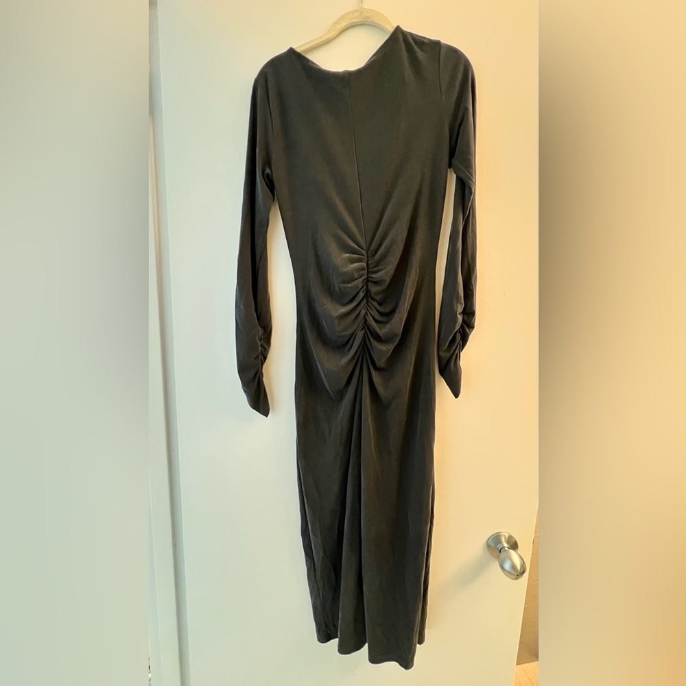 Reiss Black Long Sleeve Ruched Dress